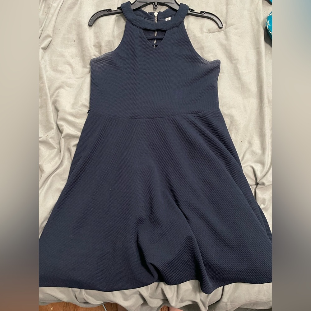 Blue knit works dress